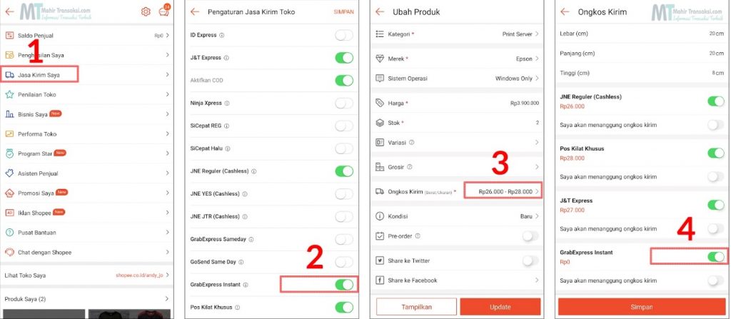 Cara Mengaktifkan Gosend Dan Grab Instant Di Shopee
