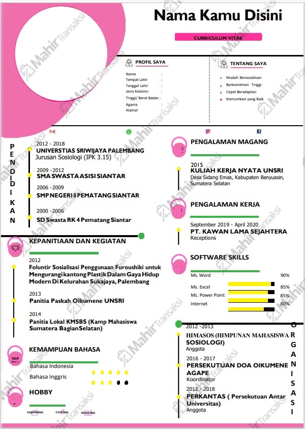 30 Format Cv Word Gratis Keren Simple Dan Bisa Di Edit Sendiri Mahir Transaksi