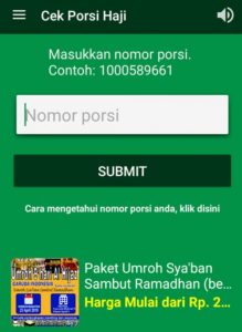 Aplikasi Cek Porsi Haji Online